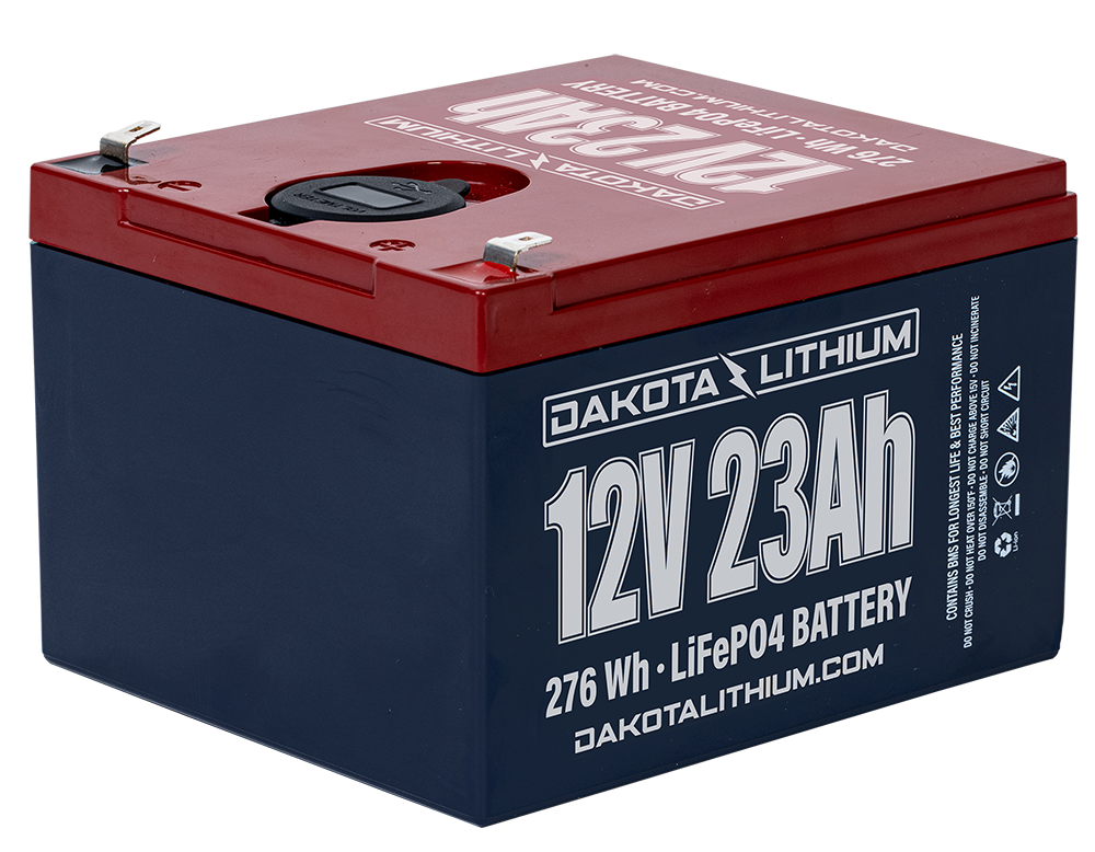 Dakota Lithium 12v 23ah Battery With Dual Usb Ports Voltmeter