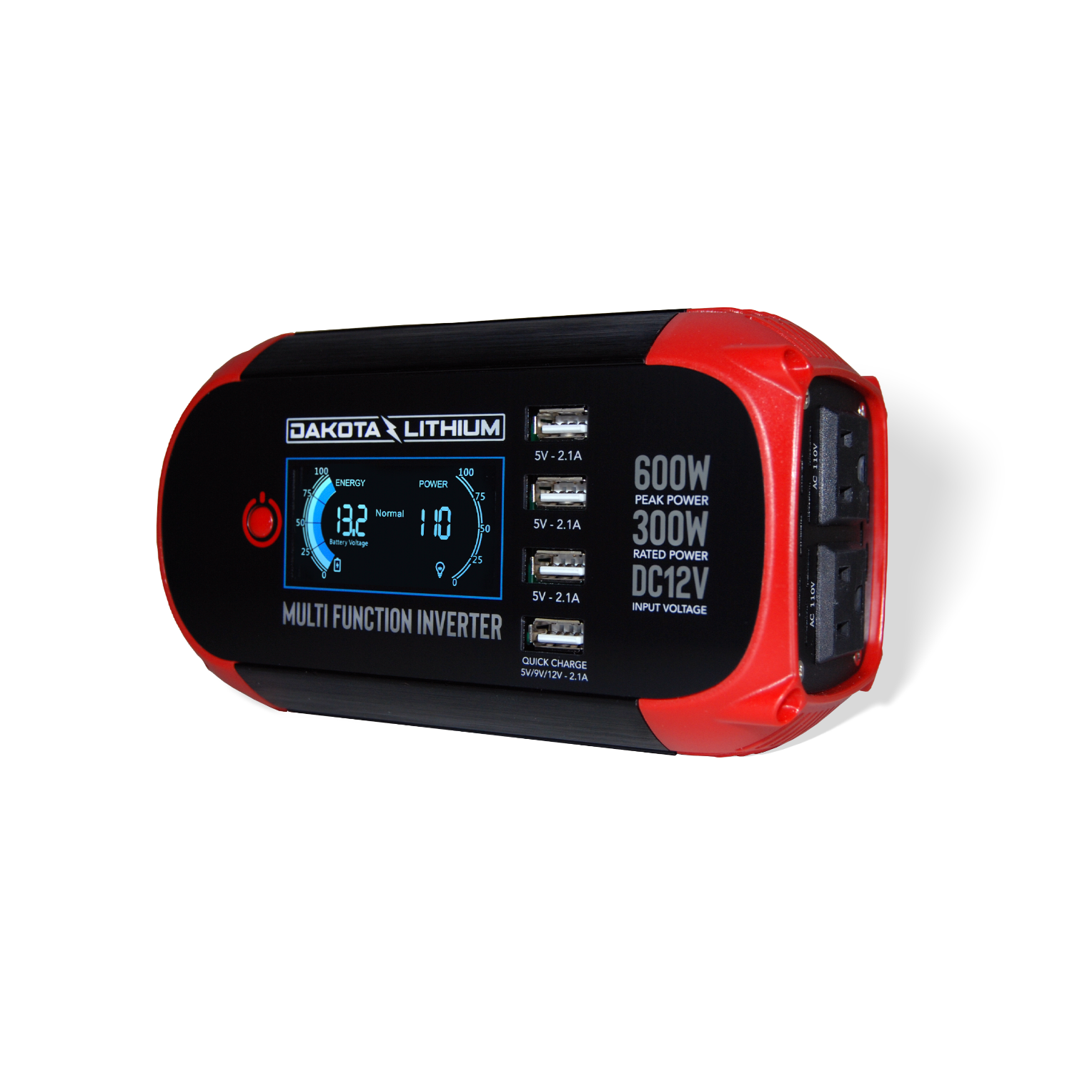 Dakota Lithium Multi Function 300W Power Inverter DC 12V to 110V AC Converter
