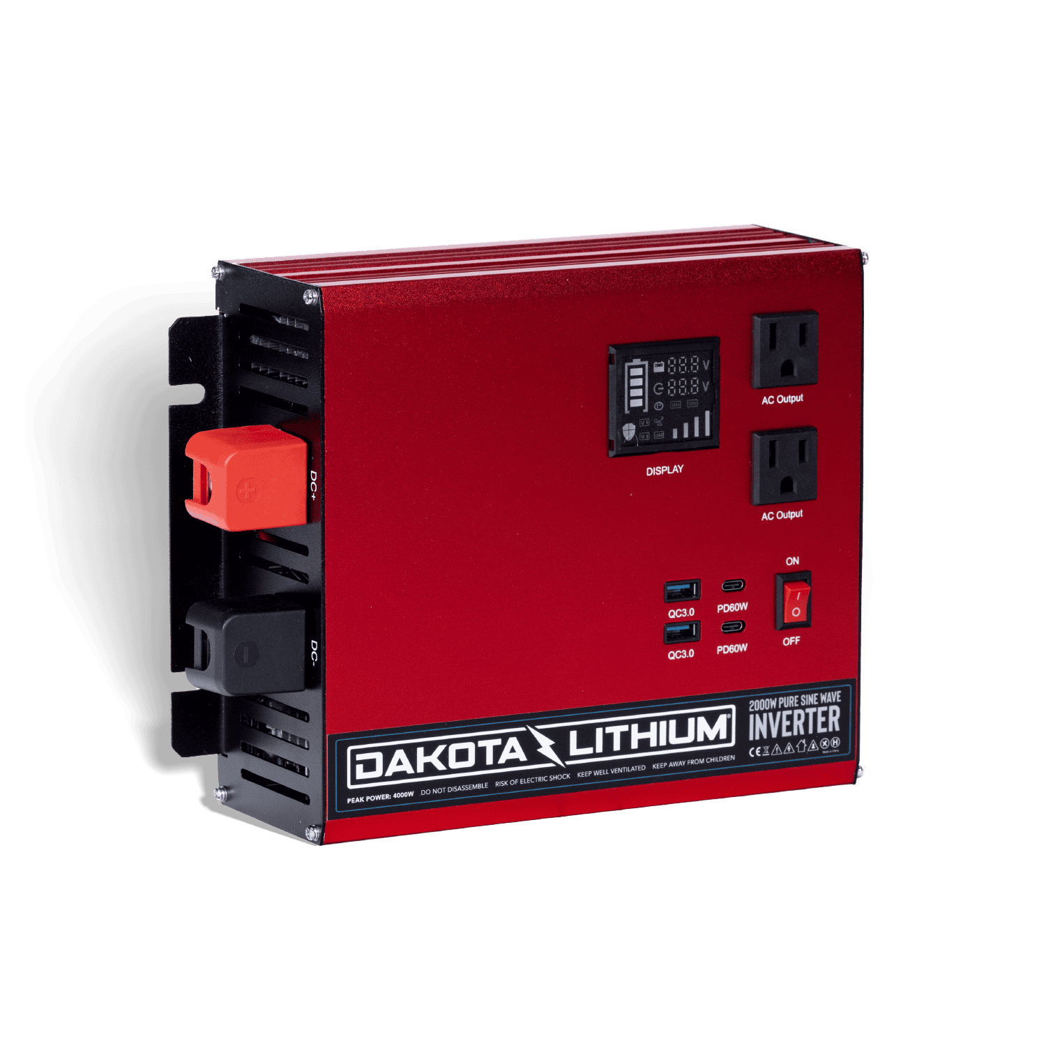 Dakota Lithium 12V 2000 Watt DC to AC Inverter – Pure Sine Wave