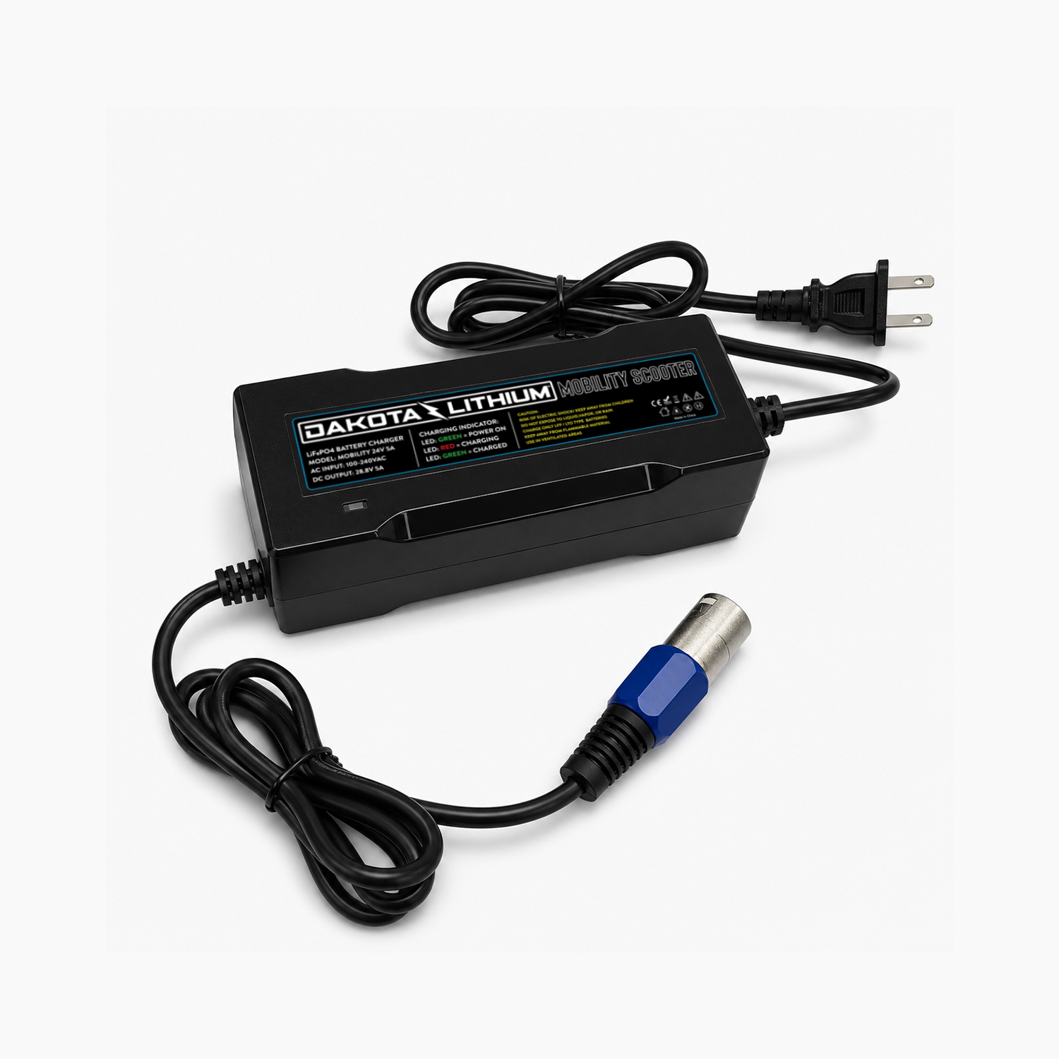 24V 5A Mobility Scooter LiFePO4 Battery Charger (3-Pin XLR Connector)